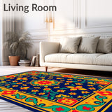 Verdant Latticework and Rococo Floral Scroll(Blue)