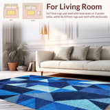 Ultra Soft Area Rug, Non Slip, Stain Resistant, Washable Area Rugs for Living Room, Bedroom, Hawaiian Turtle Geometric(Blue)
