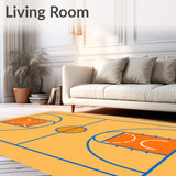 Basketball Court Orange Floor Orange Key Blue Lines(Beige)