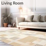 Abstract Checkered Area Non Slip Weave(Beige)