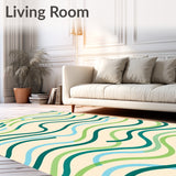 Abstract Wave Flow Floor Covering(Ivory)