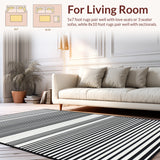 Striped Entry Pathway Modern Contrast Patterned Accent Mat Decor(Black)