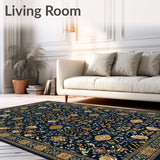 Dark and Bronze Abstract with Ornate Floral Details(Blue)
