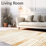 Boho Chic Beige with Abstract Tribal Lines and Subtle Chevron Details(Beige)