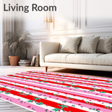 Whimsical Cane Stripe with Delicate Holly Leaf Accents(Red)