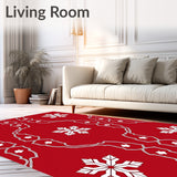 Snowflake Crystal Area with Intricate Winter Design(Red)
