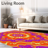 Sunset Abstract Floral Medallion Artistic Tapestry(Orange)