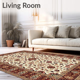 Chic Vintage Area with Elegant Geometric in Warm Rust Hues(Beige)