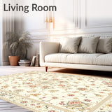 Elegant Area with Artistic Floral and Geometric Fusion in Beige Palette(Beige)