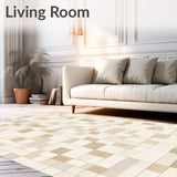 Abstract Grid Area with Subtle Beige and Ivory(Beige)