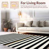 Elegant Dual Tone Horizontal Line Home Decor Textile Floor Covering(Black)