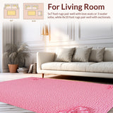 Ultra Soft Area Rug, Non Slip, Stain Resistant, Washable Area Rugs for Living Room, Bedroom, Preppy Pink Non-Slip Bathroom Decor(Pink)