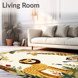 Beige Jungle Explorer Kids Friendly Lion Giraffe Monkey Artistic(Beige)