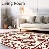 Vintage Oushak Motif Featuring Stylized Leaves and Ornate Botanical Swirls(Brown)