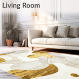 Crimson Tide Gold Swirls and Beige Abstract Area(White)