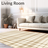 Heritage Beige Checker Area Eclectic Retro Geometric Design(Beige)