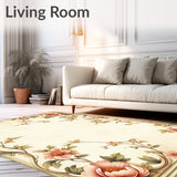 Elegant Scrollwork with Subdued Beige Tones and Garden Detailing(Beige)