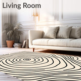 Modern Abstract Ripple with Concentric Flowing Motifs (Beige) - ODIKA