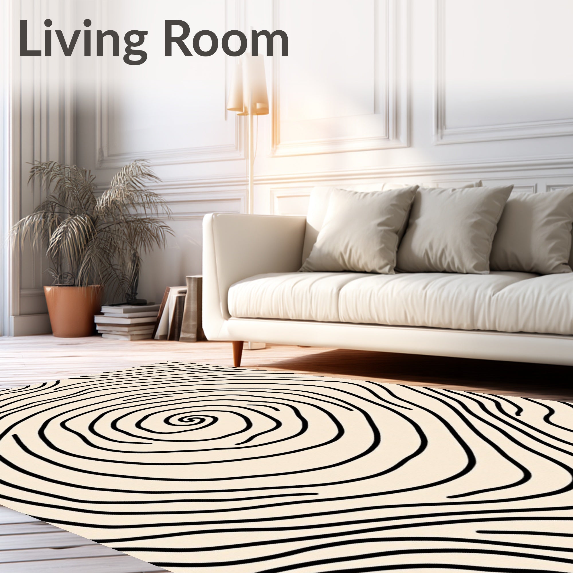Modern Abstract Ripple with Concentric Flowing Motifs (Beige) - ODIKA