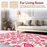 Ultra Soft Area Rug, Non Slip, Stain Resistant, Washable Area Rugs for Living Room, Bedroom, Paisley Floral Abstract Modern(Pink)
