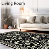 Contemporary Botanical Jacquard Symmetrical Ornamental Embellished(Black)