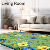 Wildflower Bath Mat with Floral Design(Green)
