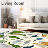 Beige Interactive with Dinosaur Figures and Artistic World Map(Green)