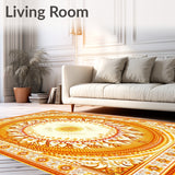 Elegant Boho Sunburst Bathroom Runner Rug Washable Kitchen Area Carpet(Yellow)
