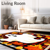 Ghostly Welcome Mat and Seasonal Area Rug Duo for Halloween(Red)
