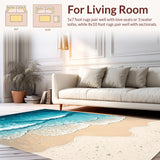 Ocean Wave Polyester Dorm Room Floor(Blue)