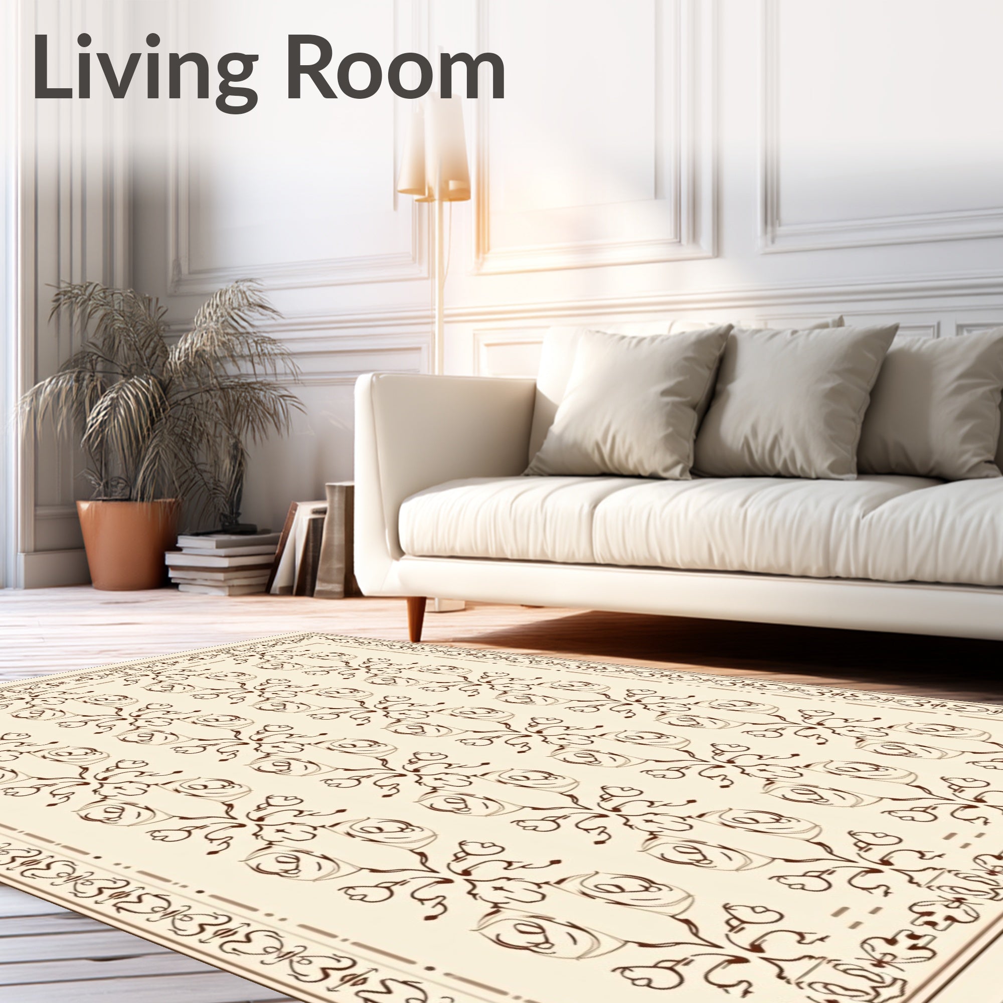 Elegant Interlocking Network with Delicate Scrollwork and Flair (Beige) - ODIKA