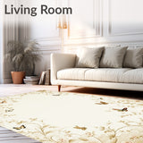 Abstract Butterfly Floral Beige Bloom Motif Area(Beige)