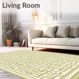 Courtyard Collection Serene Beige Sage Green Lattice Indoor Area(Beige)