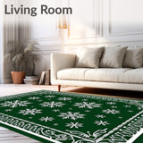 Festive Snowflake Wonderland Winter Holiday Doormat(Green)