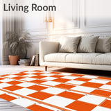 Modern Tartan Grid with Minimalist Print Aesthetic(Orange)