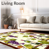 Elegant Moon Shaped Area Rug With Wine Bottle And Grapevine Decorative Design(Beige)