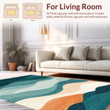 Sunset Waves Peach Teal Gradient Artistic Modern Home Decor(Orange)