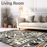 Aztecian Tribal Round Non Shedding Striped(Gray)