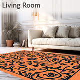Damask Motif with Rococo Inspired Swirling Petals (Orange) - ODIKA