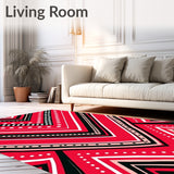 Abstract Pathways with Dynamic Chevron and Dot Motifs(Red)