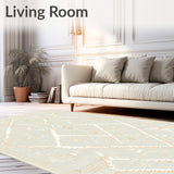 Elegant Beige and Ivory Interwoven Diamond Area(Beige)