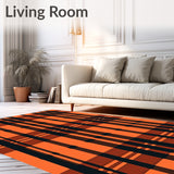 Gingham Cross Hatch Design Floor Covering with Autumn Harvest Tones(Orange)