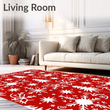 Snowflake Forest Motif with Festive Pine Silhouettes and Starburst Accents(Red)