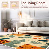 Ultra Soft Area Rug, Non Slip, Stain Resistant, Washable Area Rugs for Living Room, Bedroom, Jungle Animal Print(Beige)