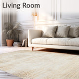 Elegant Vintage Distressed Area With Low Pile Texture(Beige)