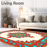 Byzantine Heritage Symmetrical Labyrinth Scrollwork Artistic(Red)