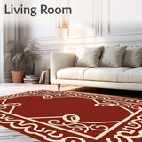 Botanical Vine Scrolls and Interlocking Lattice Design(Red)