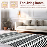 Contemporary Striped Door Mat Layered Look Area(Black)