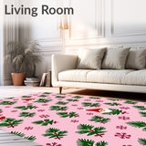 Whimsical Winter Forest Gnomes and Pine Bough Design with Gift Motif Details(Pink)