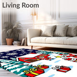 North Pole Workshop Magical Winter Wonderland Floor Covering(Red)